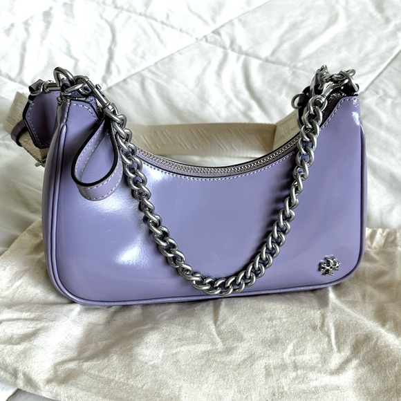TORY BURCH Mini Leather Satchel Purse Small 151 Mercer Crescent Bag in Lavender - Picture 7 of 15